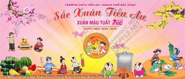 file vector phong san khau chuc mung xuan moi sac xuan tien an